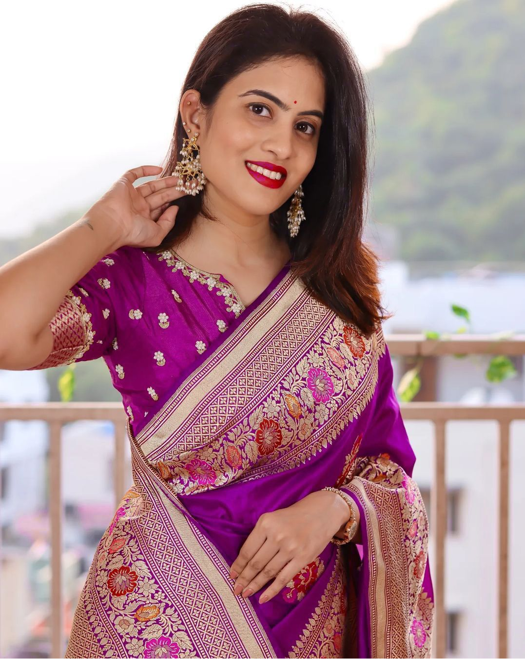 Banarasi Silk Saree All Over Gold Zari Meena Weaved