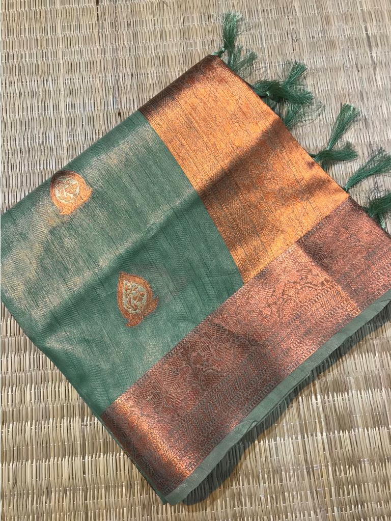 Pure Tissue Silk Copper Zari Weaved Saree