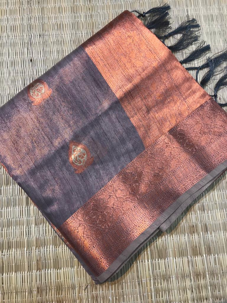 Pure Tissue Silk Copper Zari Weaved Saree