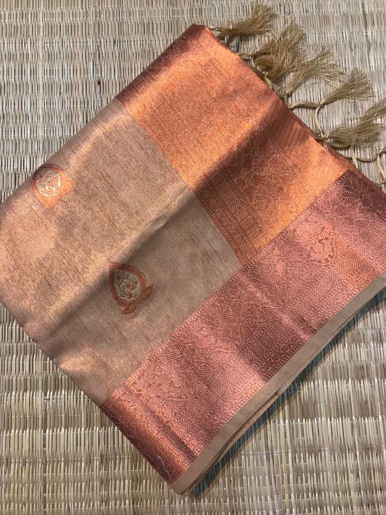 Pure Tissue Silk Copper Zari Weaved Saree
