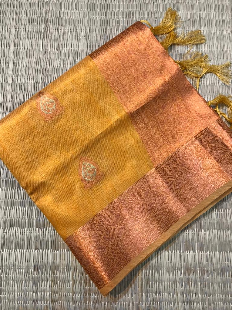 Pure Tissue Silk Copper Zari Weaved Saree