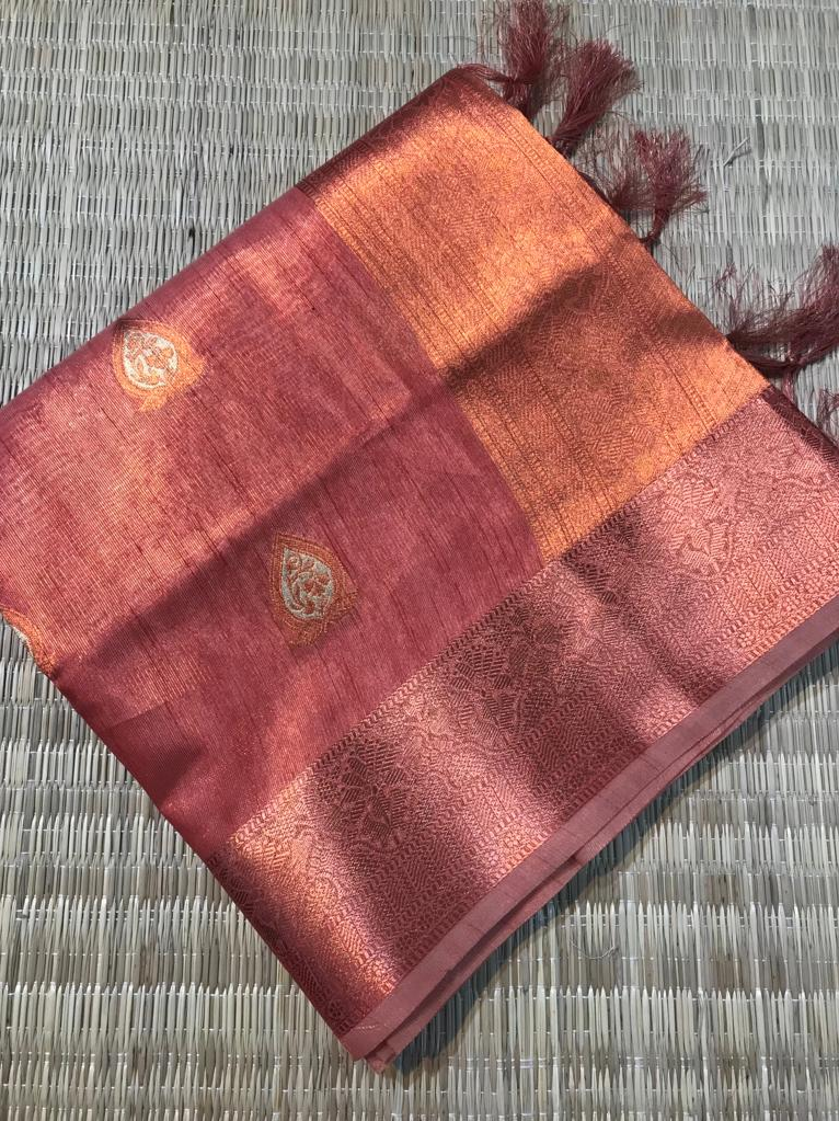 Pure Tissue Silk Copper Zari Weaved Saree