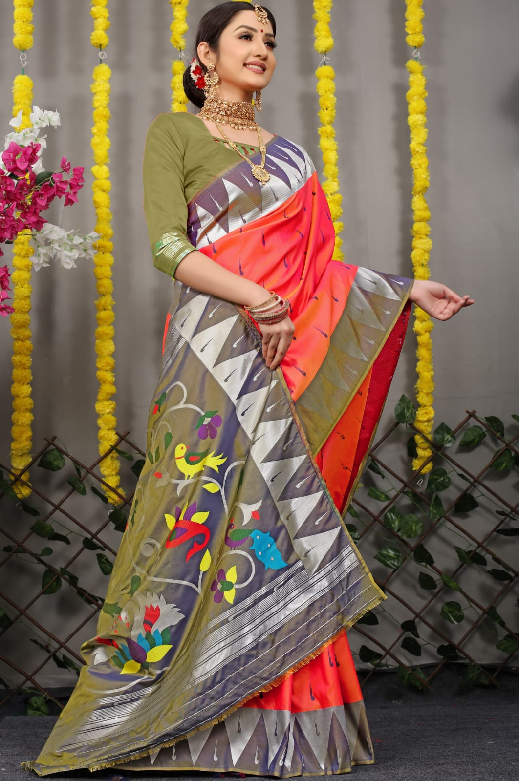Pure Banarasi Silk Paithani All Over Zari Weaved Saree