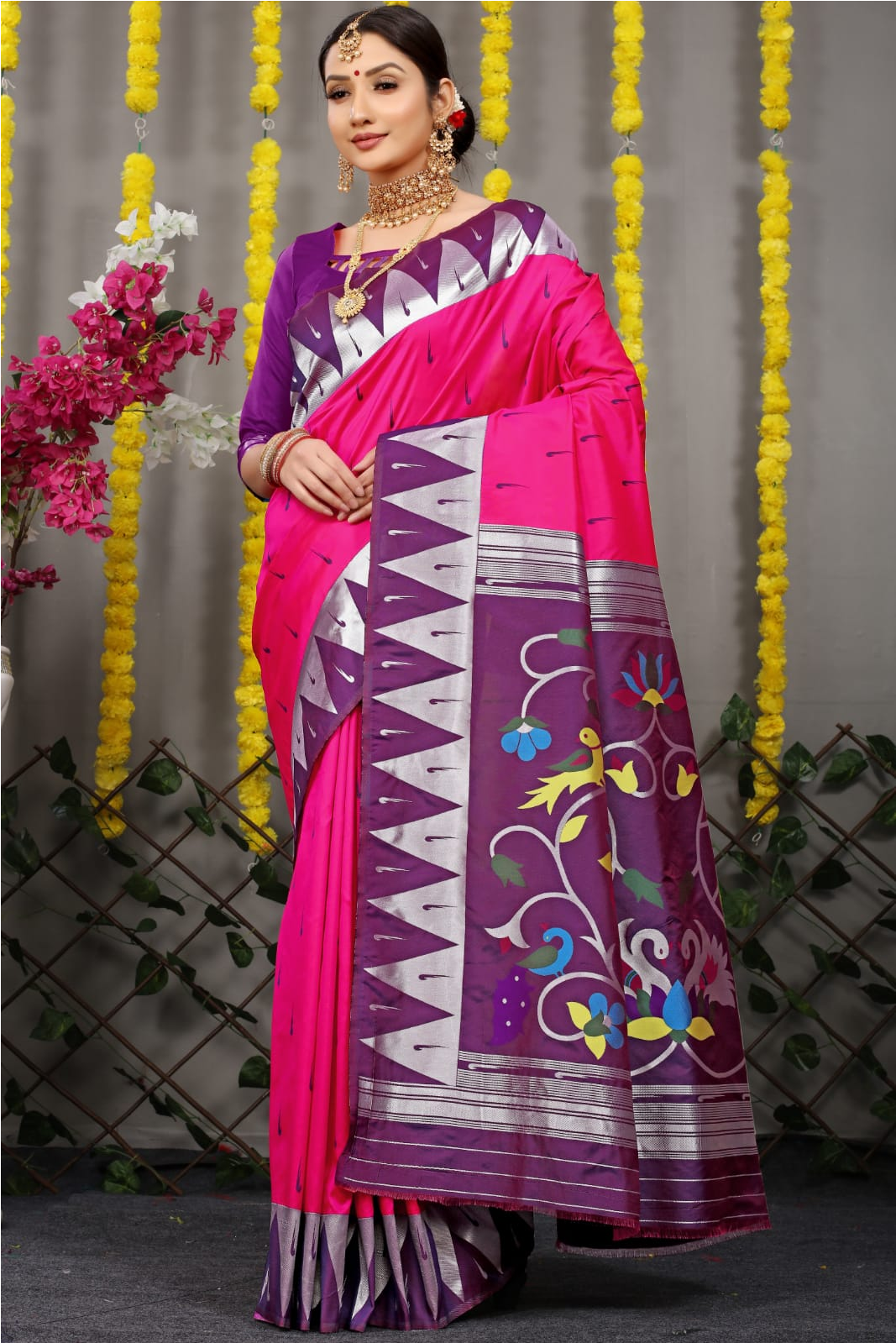 Pure Banarasi Silk Paithani All Over Zari Weaved Saree