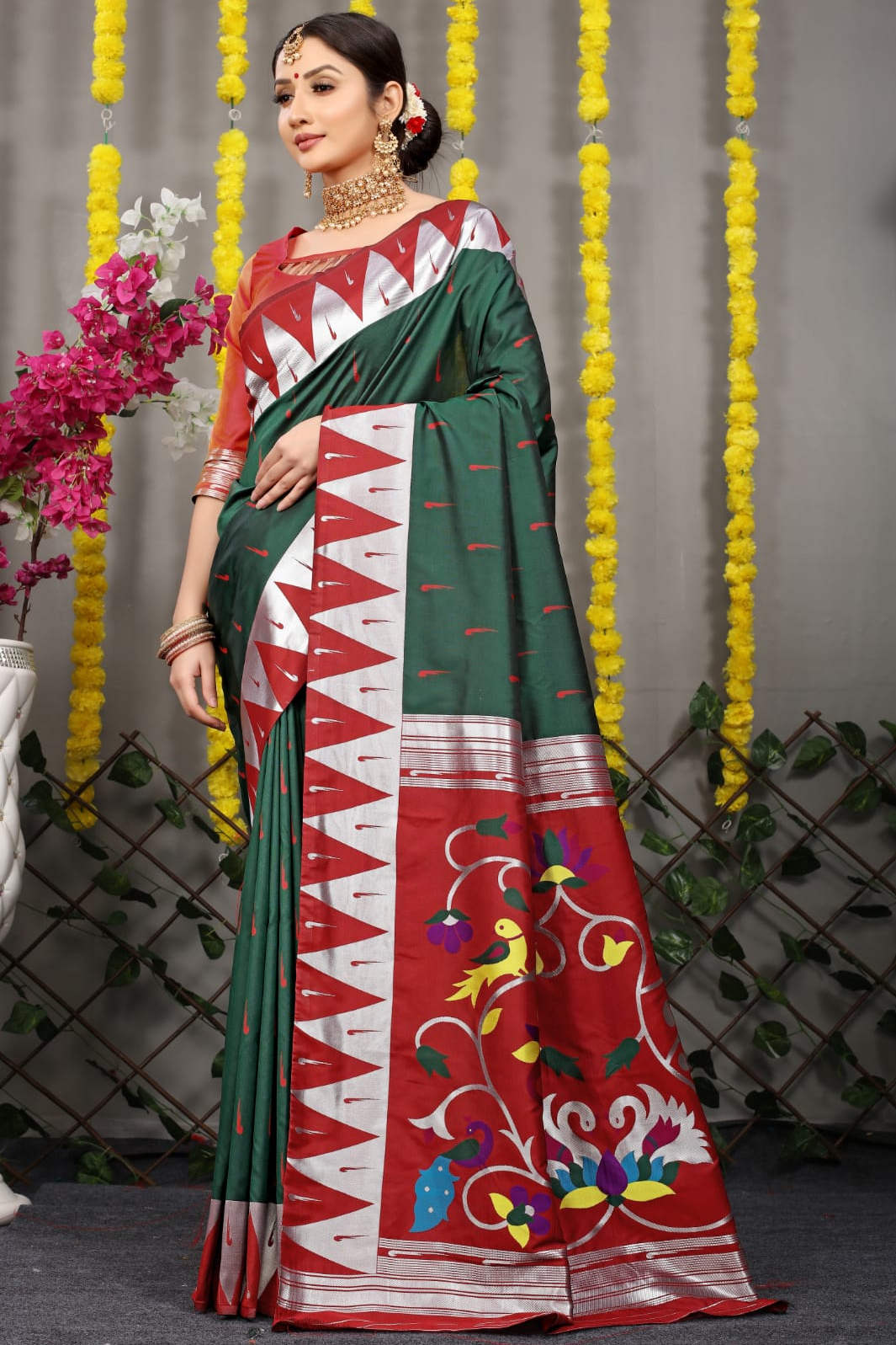 Pure Banarasi Silk Paithani All Over Zari Weaved Saree