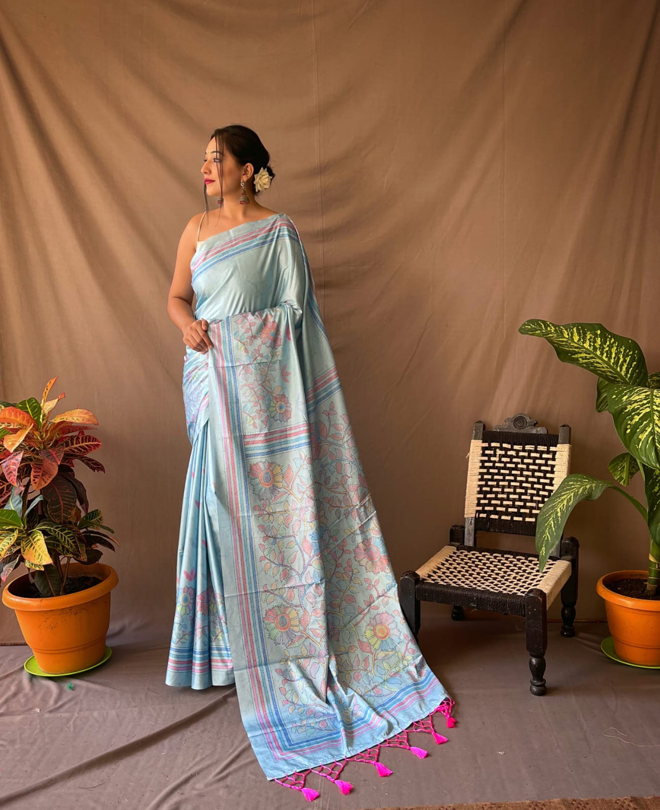 Kanjivaram Silk Katha Printed Saree