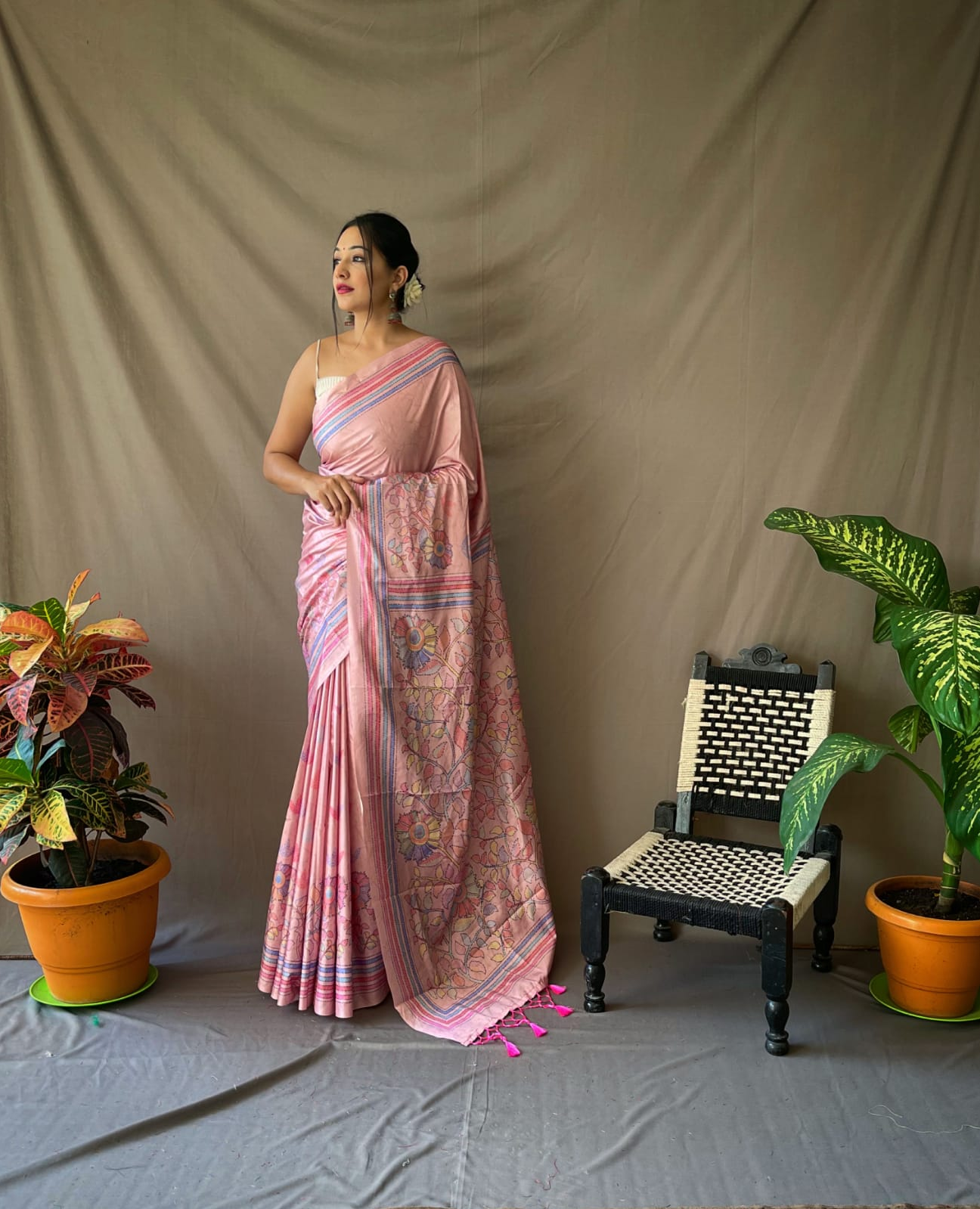 Kanjivaram Silk Katha Printed Saree