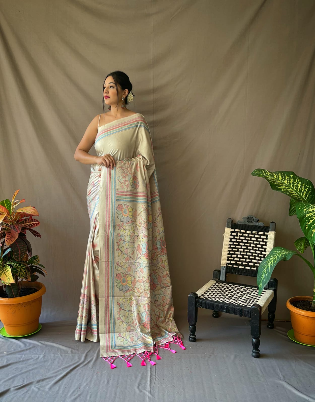 Kanjivaram Silk Katha Printed Saree