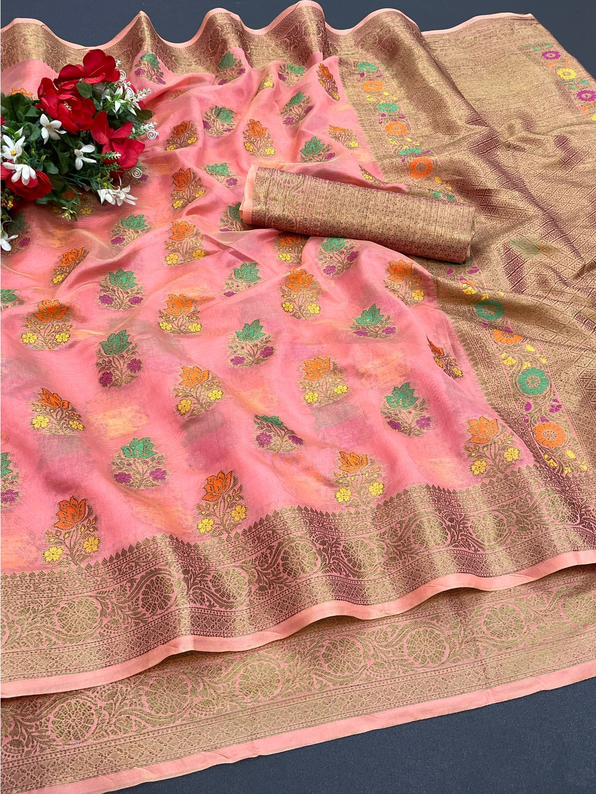 Pure Handloom Organza Silk Zari Weaved Saree