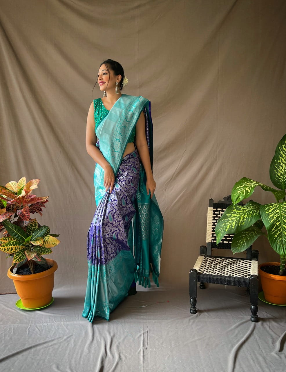 Pure Kanjivaram Silk All Over Silver Zari Weaved Saree