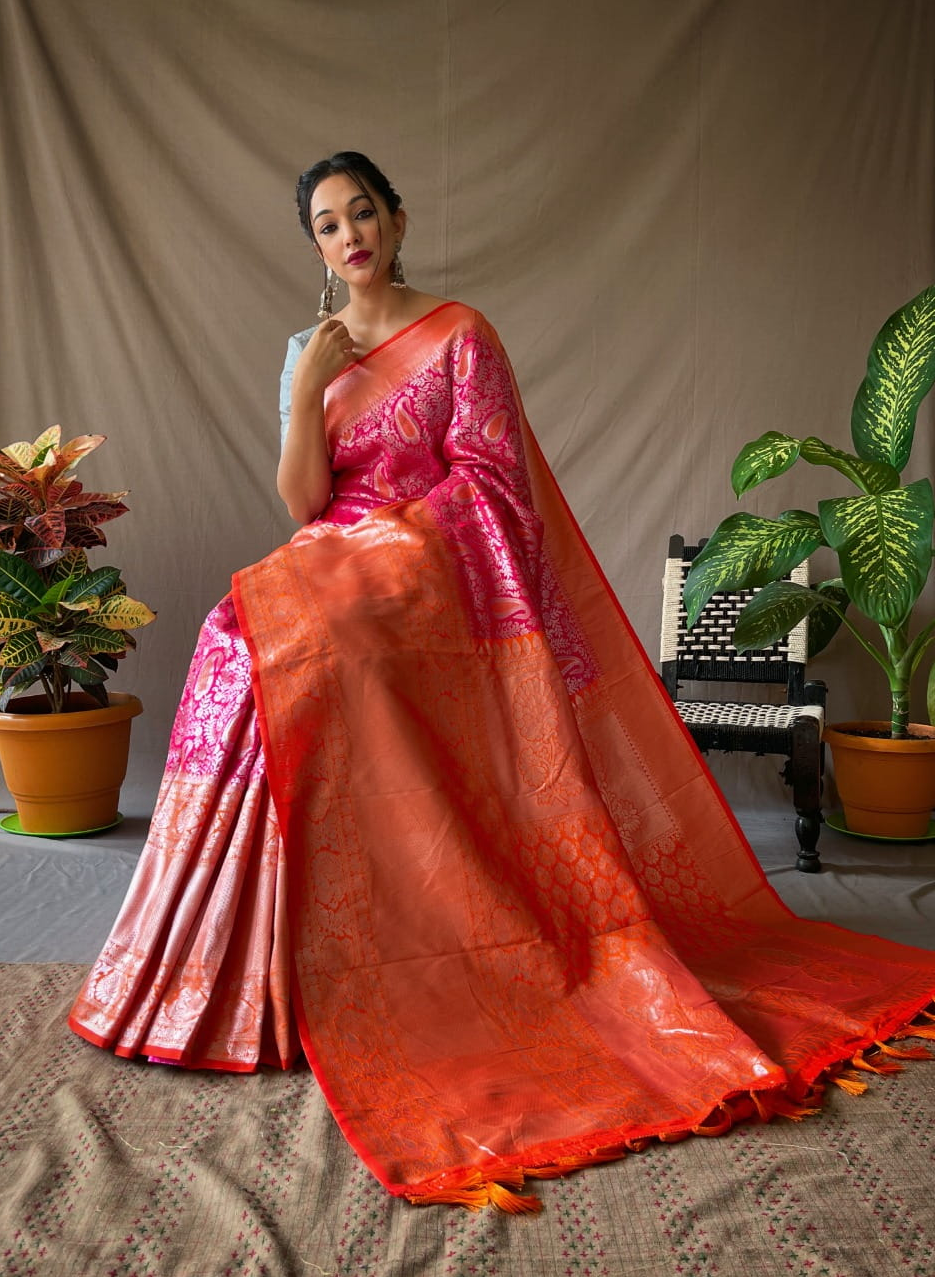 Pure Kanjivaram Silk All Over Silver Zari Weaved Saree