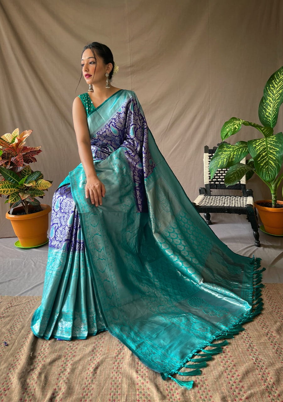 Pure Kanjivaram Silk All Over Silver Zari Weaved Saree