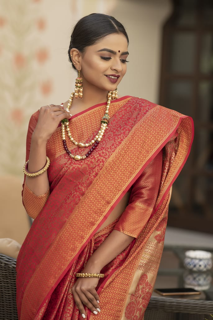 Kanjivaram Silk All Over Rich Zari Weaved Saree