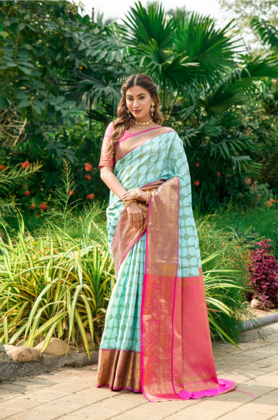 Image of Kanchipuram Silk Saree All Over Zari Weaving