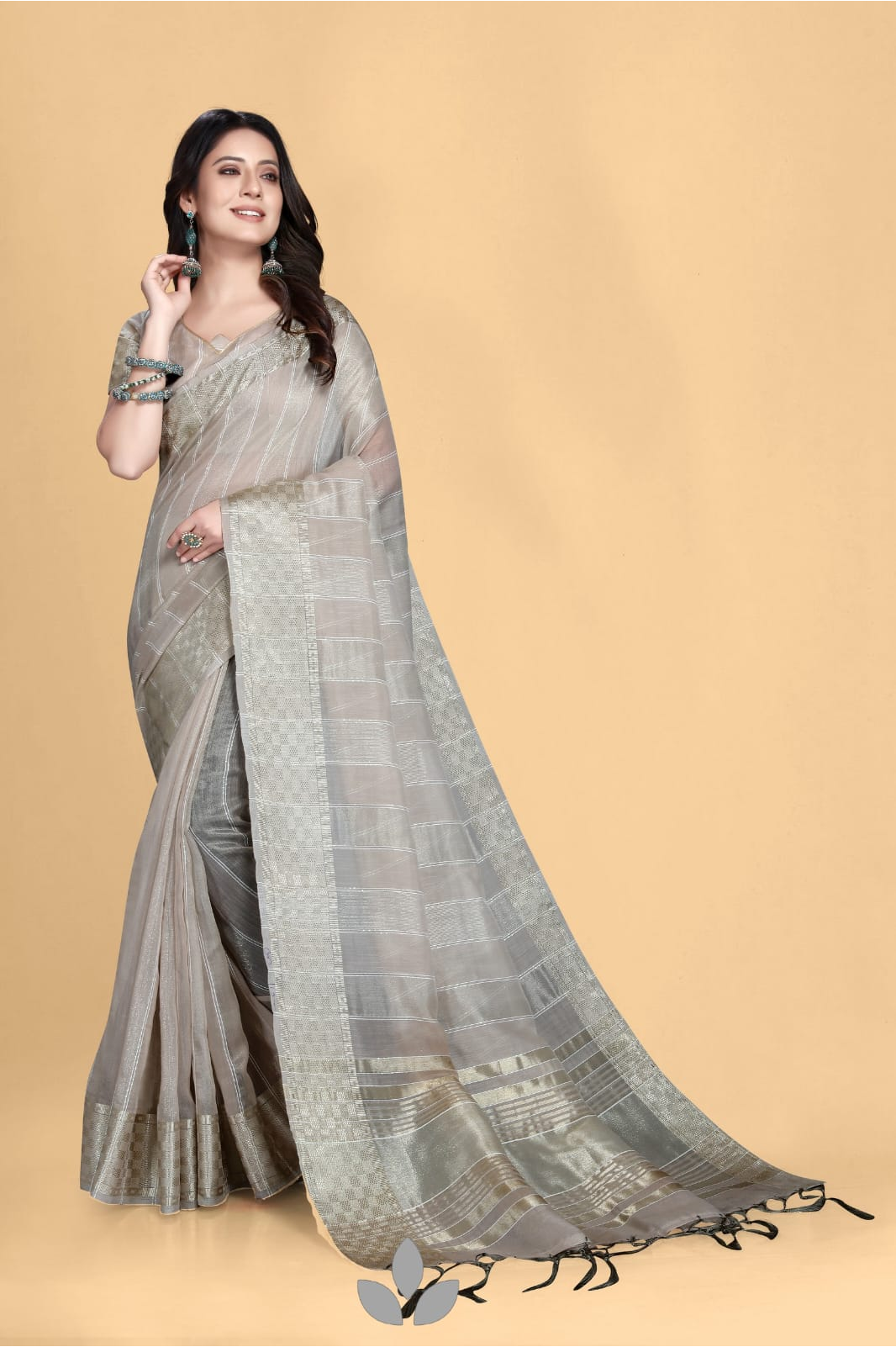 Pure Khadi Silk Saree With Sequence Work