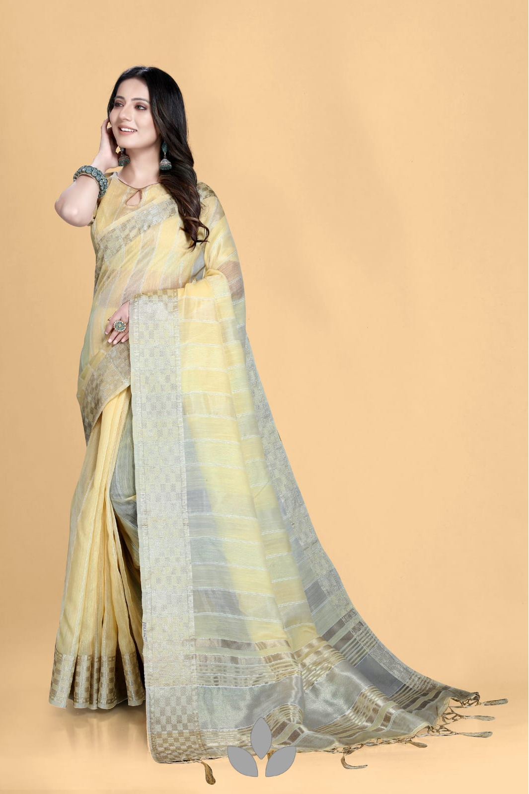 Pure Khadi Silk Saree With Sequence Work