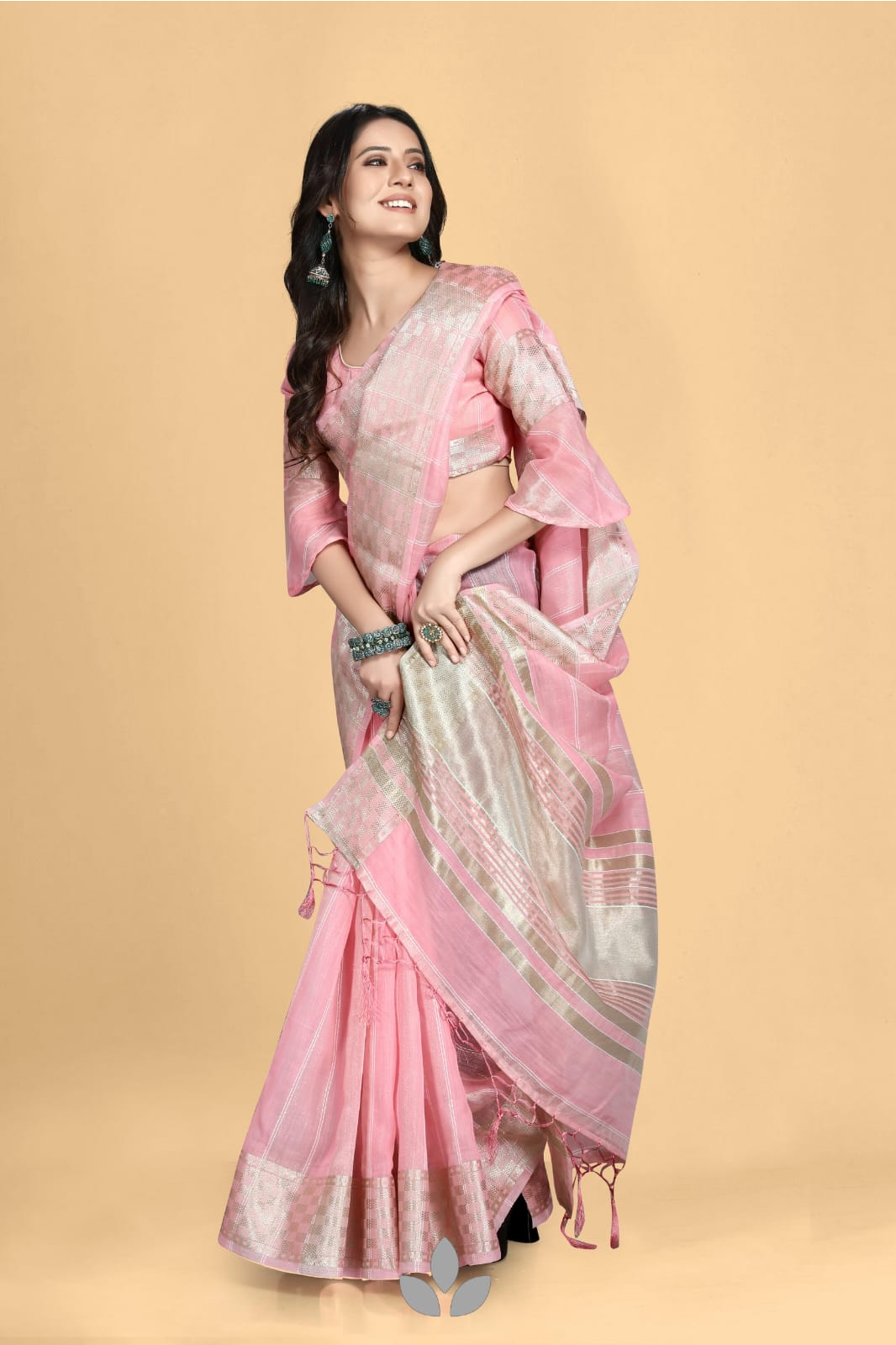 Pure Khadi Silk Saree With Sequence Work