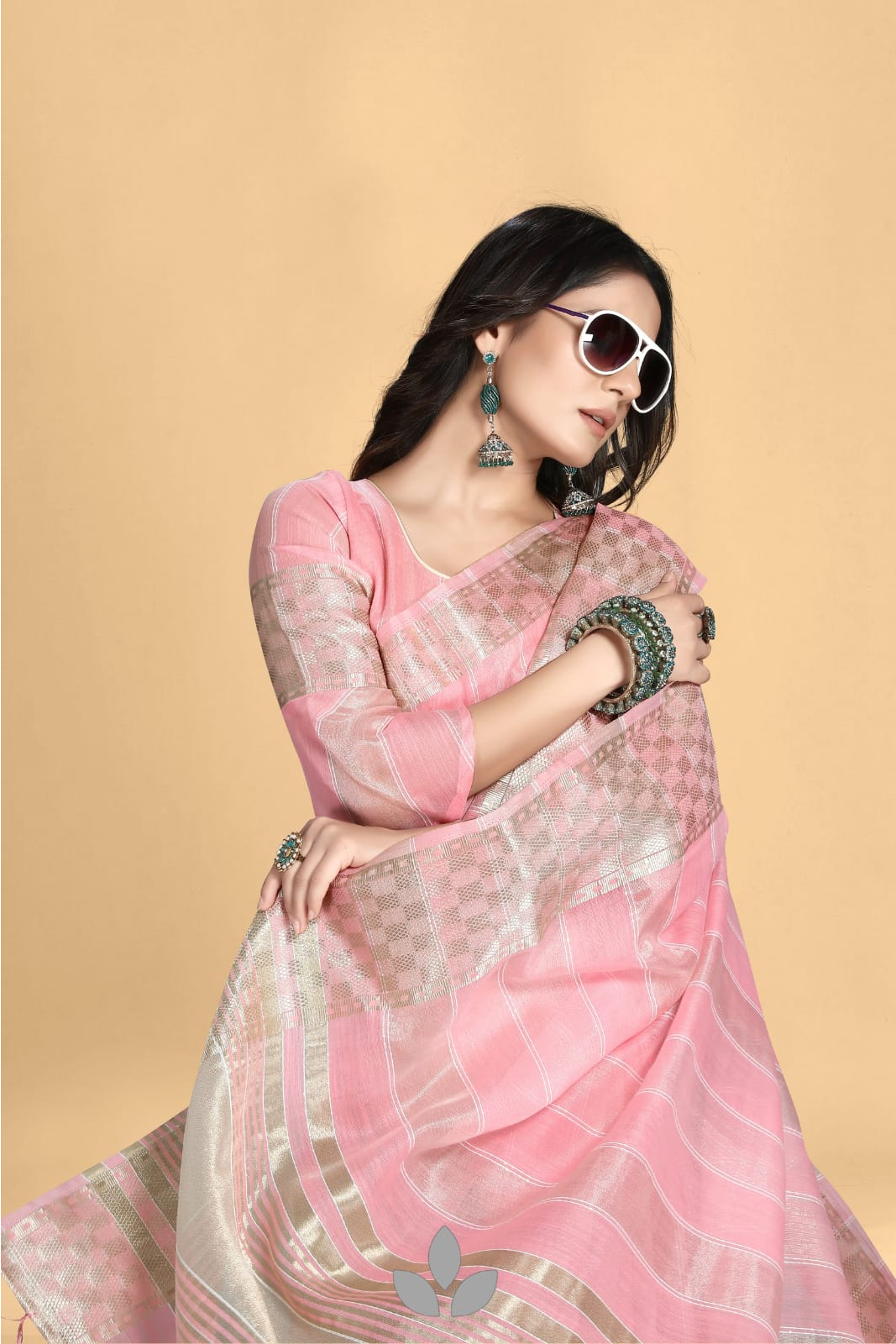 Pure Khadi Silk Saree With Sequence Work