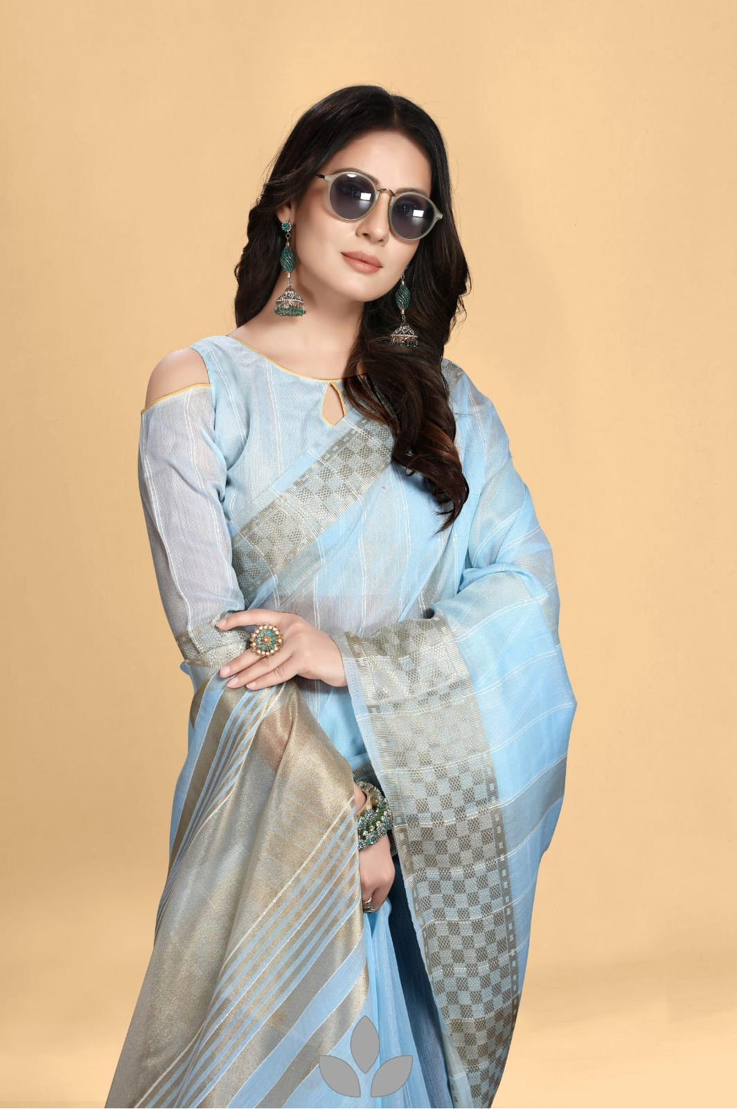 Pure Khadi Silk Saree With Sequence Work