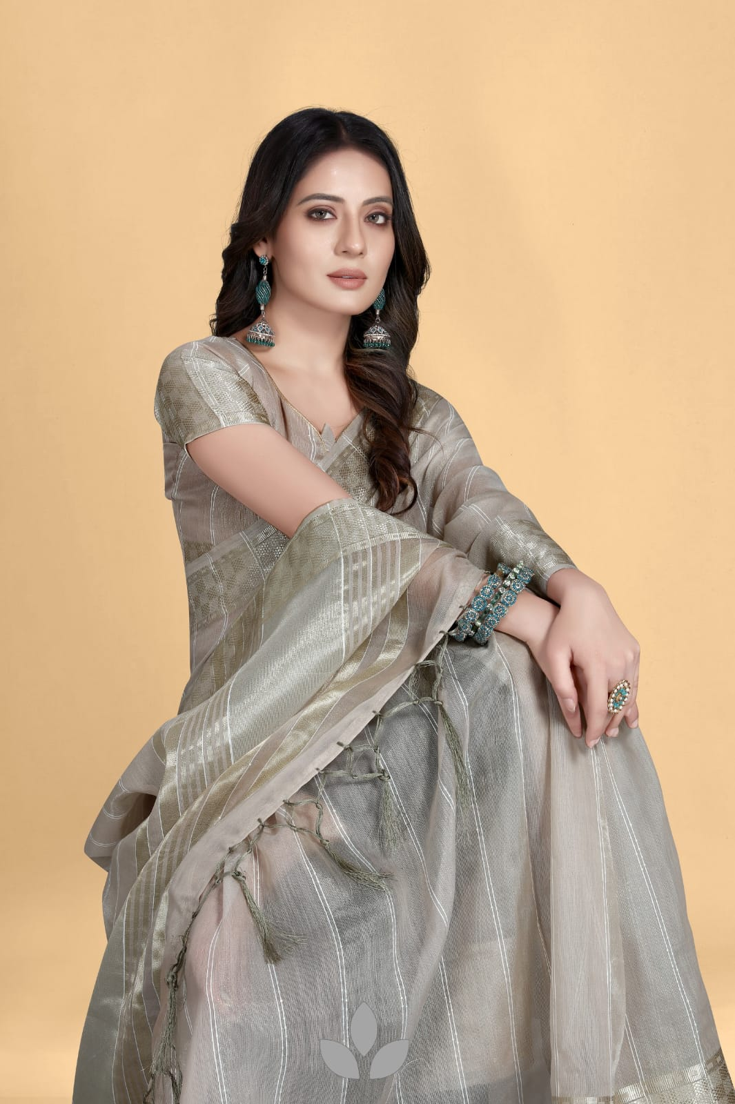 Pure Khadi Silk Saree With Sequence Work