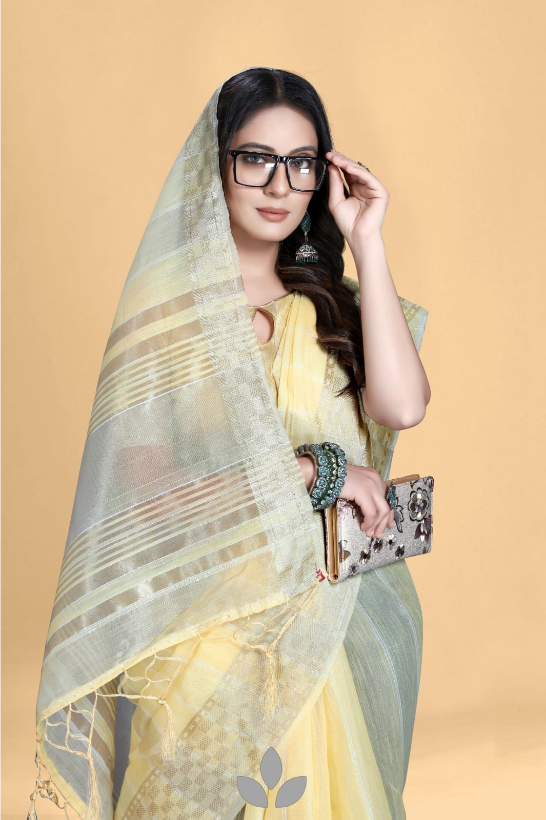 Pure Khadi Silk Saree With Sequence Work