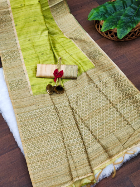 Image of Pure Tussar Silk All Over Weaved Saree