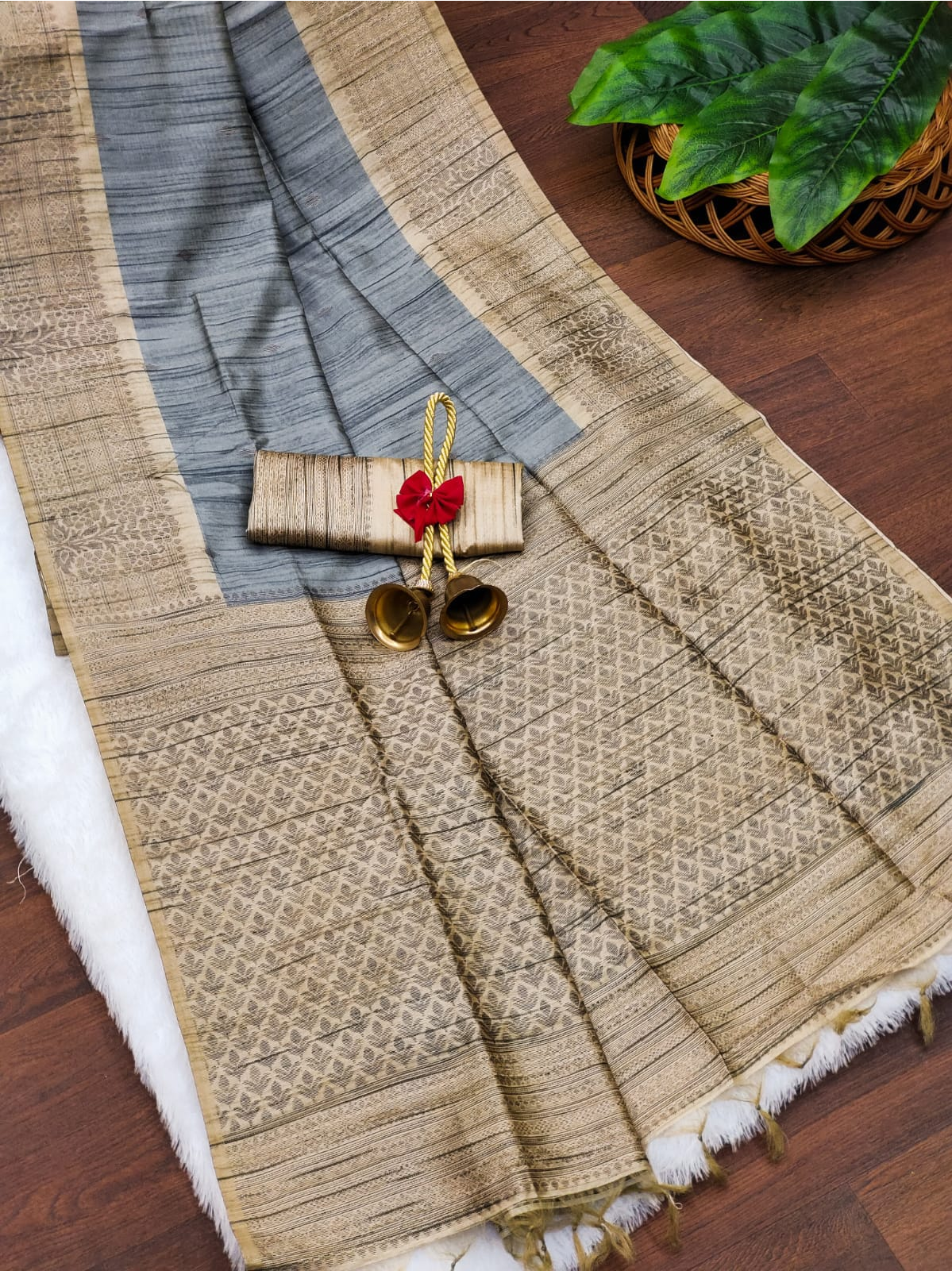 Pure Tussar Silk All Over Weaved Saree