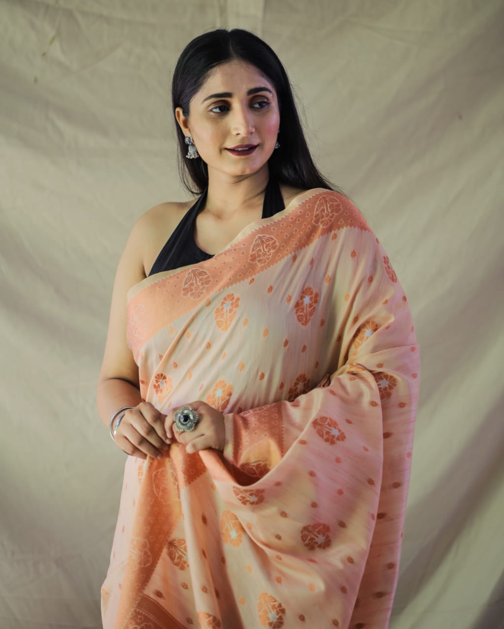 Banarasi Silk Copper And Gold Zari Weaved Saree