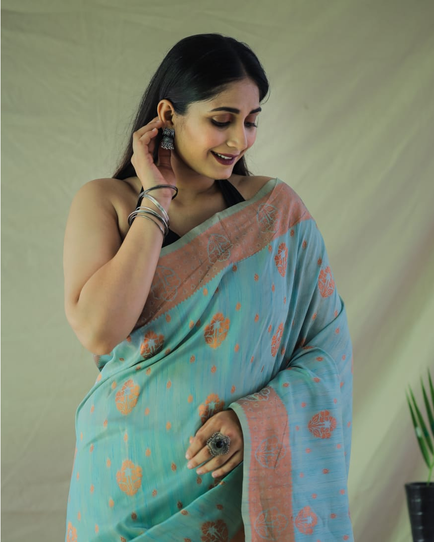 Banarasi Silk Copper And Gold Zari Weaved Saree