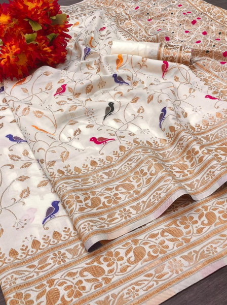 Image of Pure Banarasi Silk Saree All Over Zari Meena Weaving