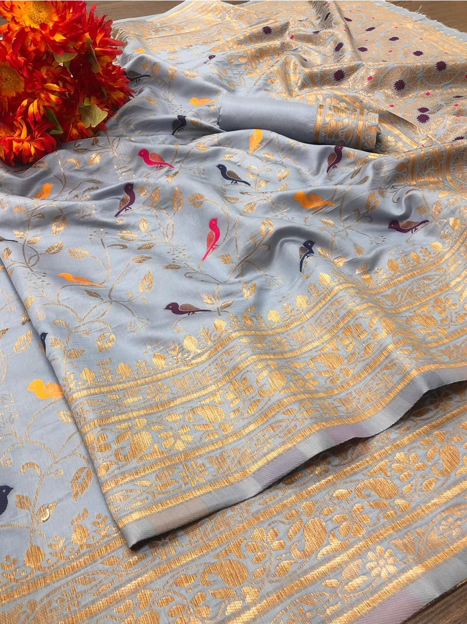 Pure Banarasi Silk Saree All Over Zari Meena Weaving