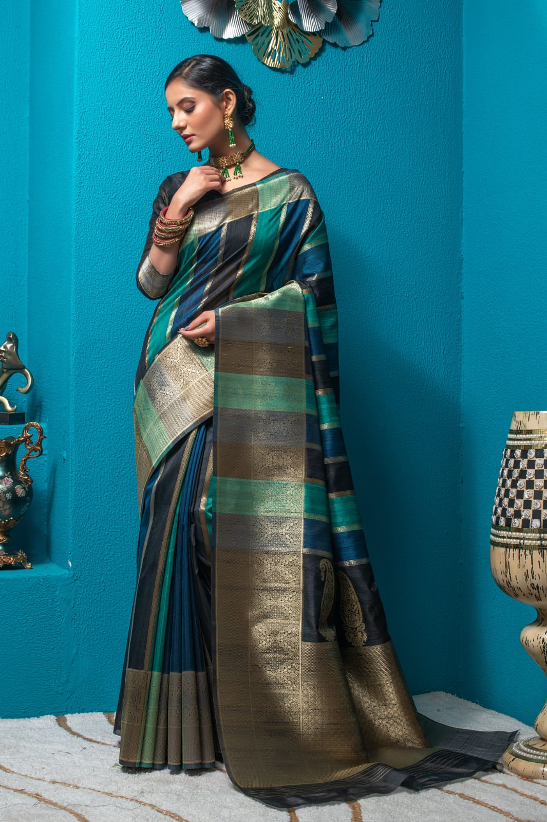 Pure Tussar Silk All Over Zari Weaved Saree