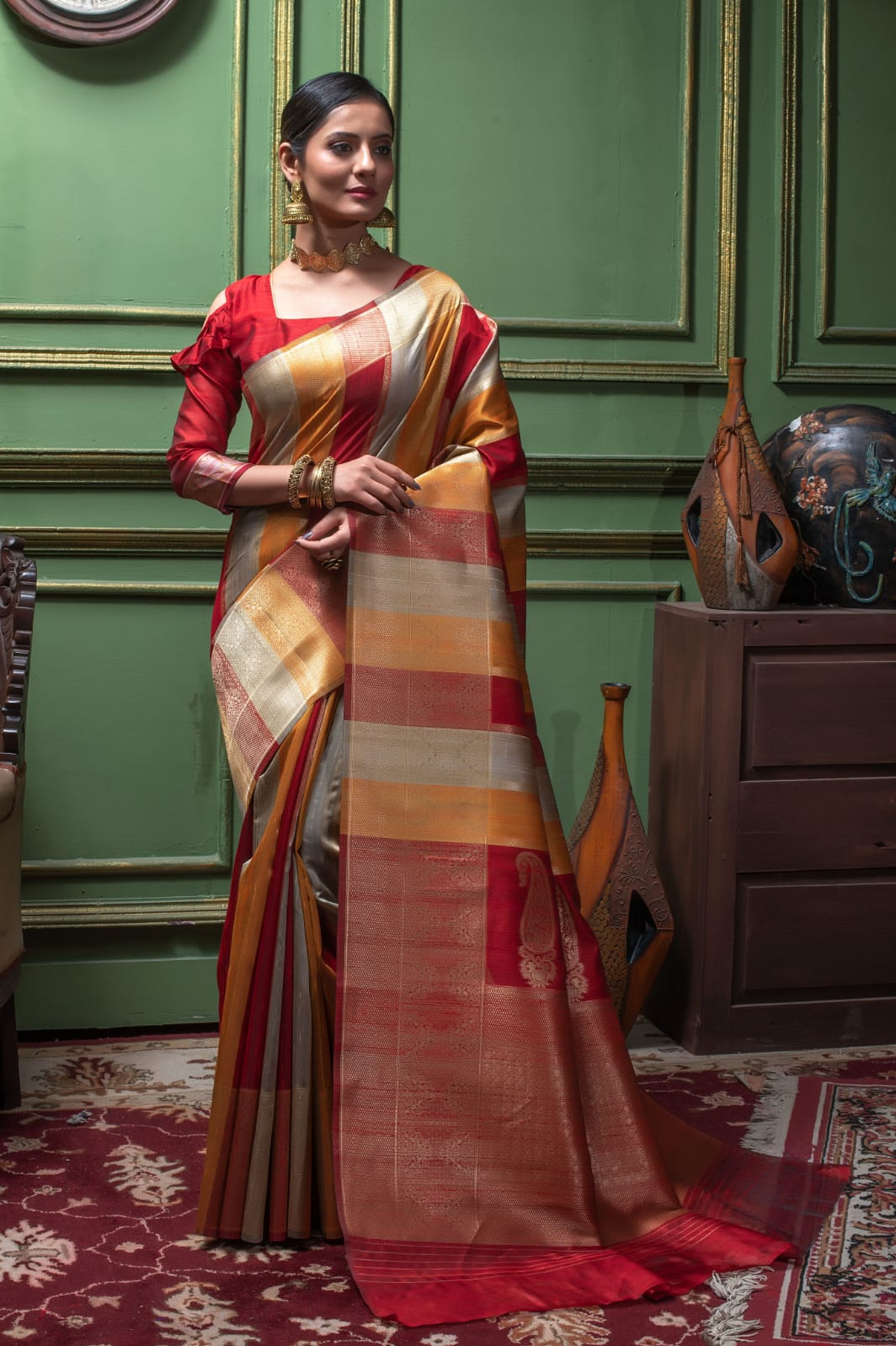 Pure Tussar Silk All Over Zari Weaved Saree