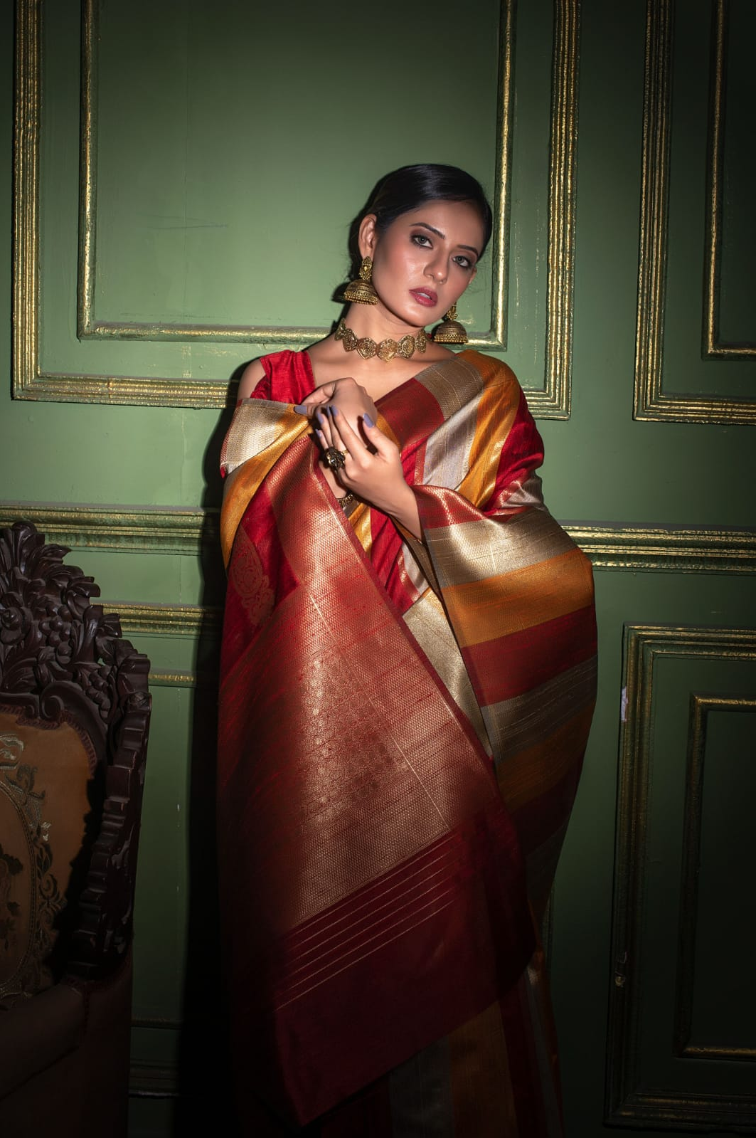 Pure Tussar Silk All Over Zari Weaved Saree