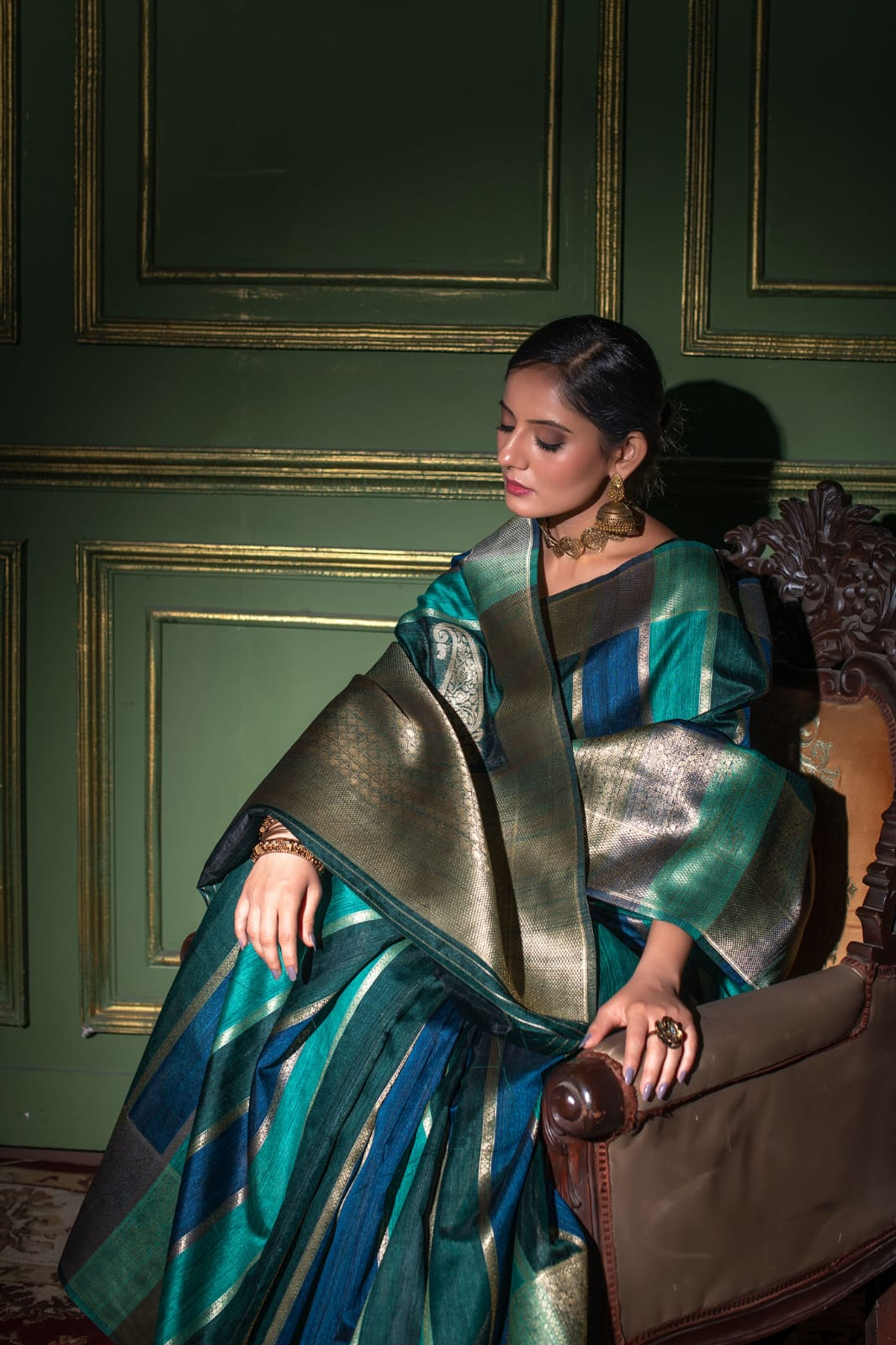 Pure Tussar Silk All Over Zari Weaved Saree
