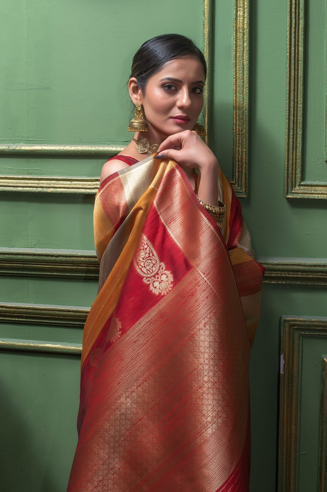 Pure Tussar Silk All Over Zari Weaved Saree