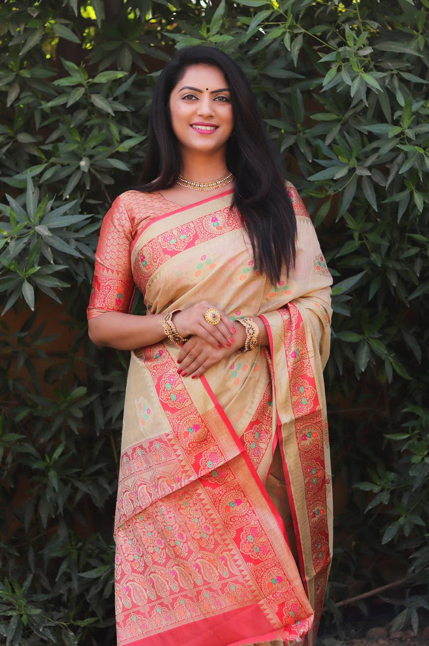 Pure Banarasi Silk Zari And Meena Weaved Saree