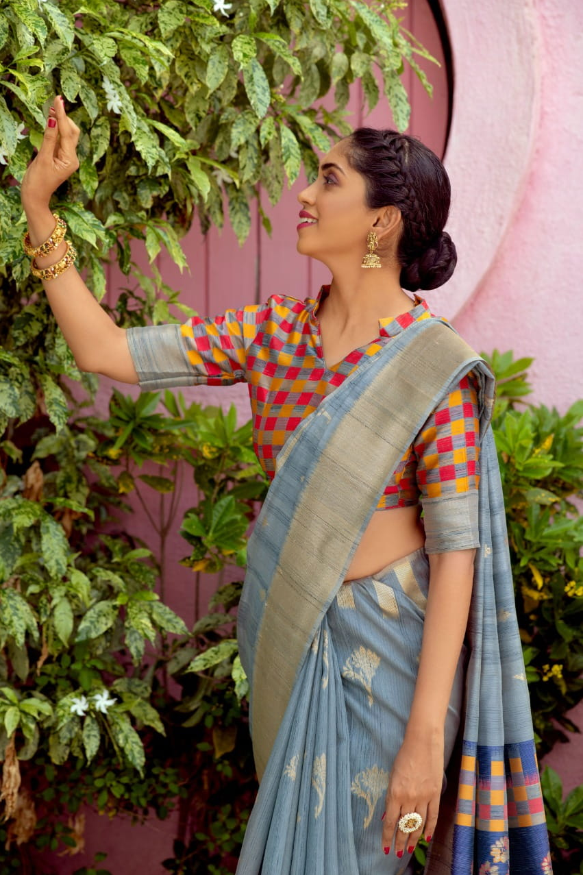 Pure Tussar Silk Meena Weaves Pallu Saree