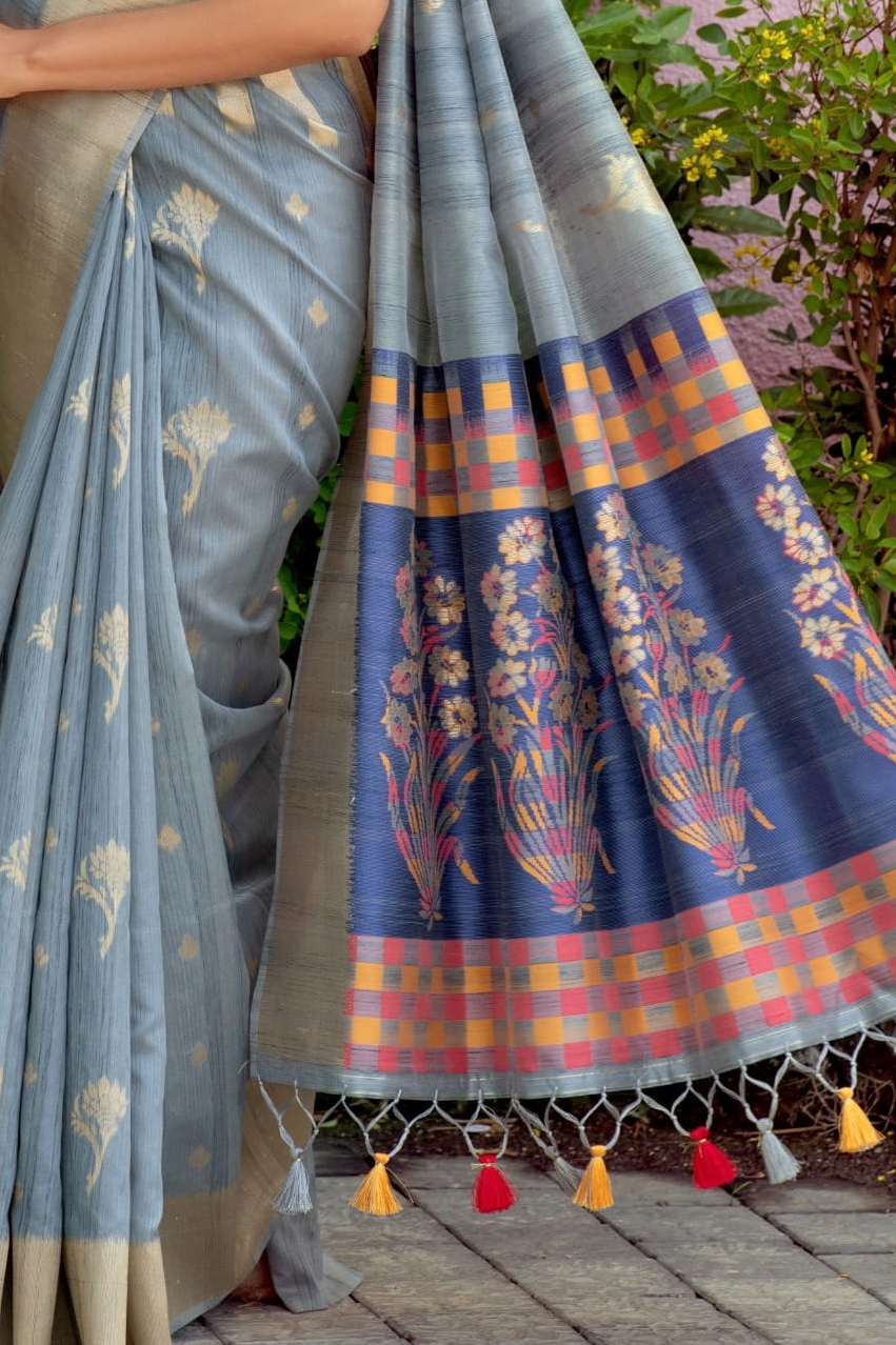 Pure Tussar Silk Meena Weaves Pallu Saree