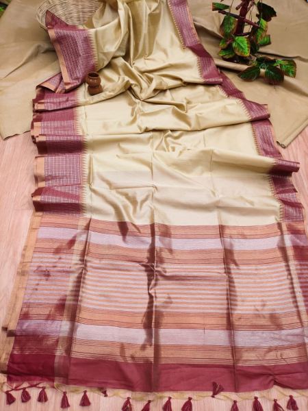 Image of Cotton Silk Woven Checks Temple Border Saree