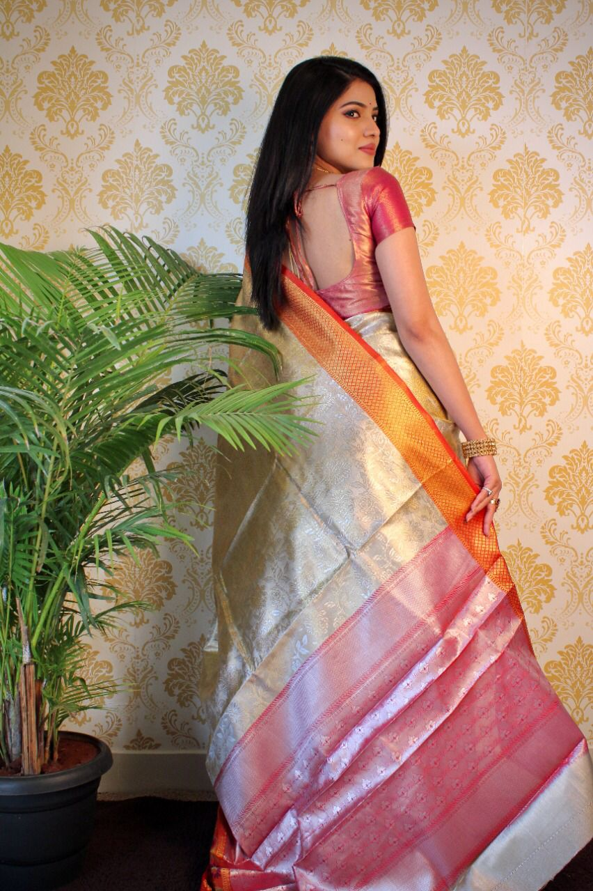 Pure Kora Tussar Silk With Rich Pallu Saree