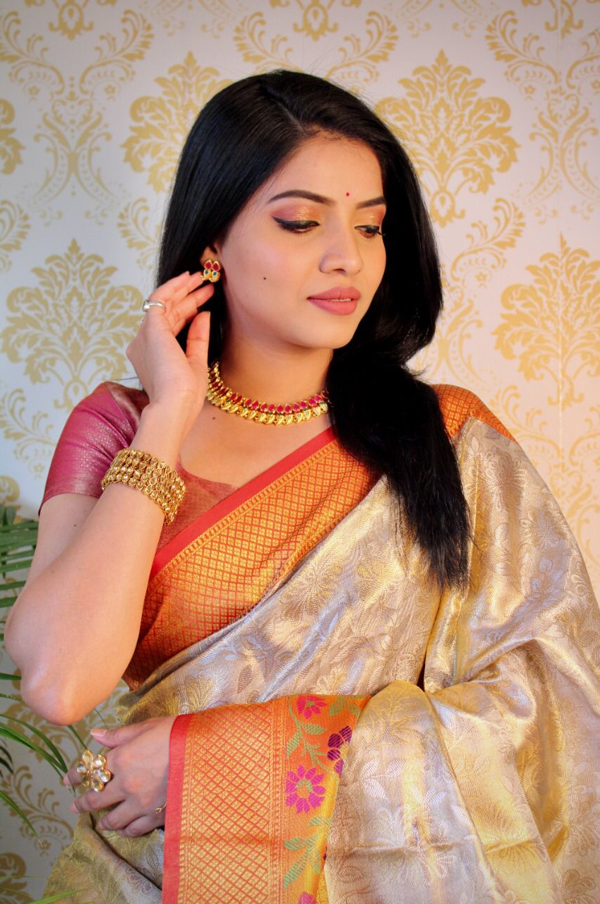 Pure Kora Tussar Silk With Rich Pallu Saree