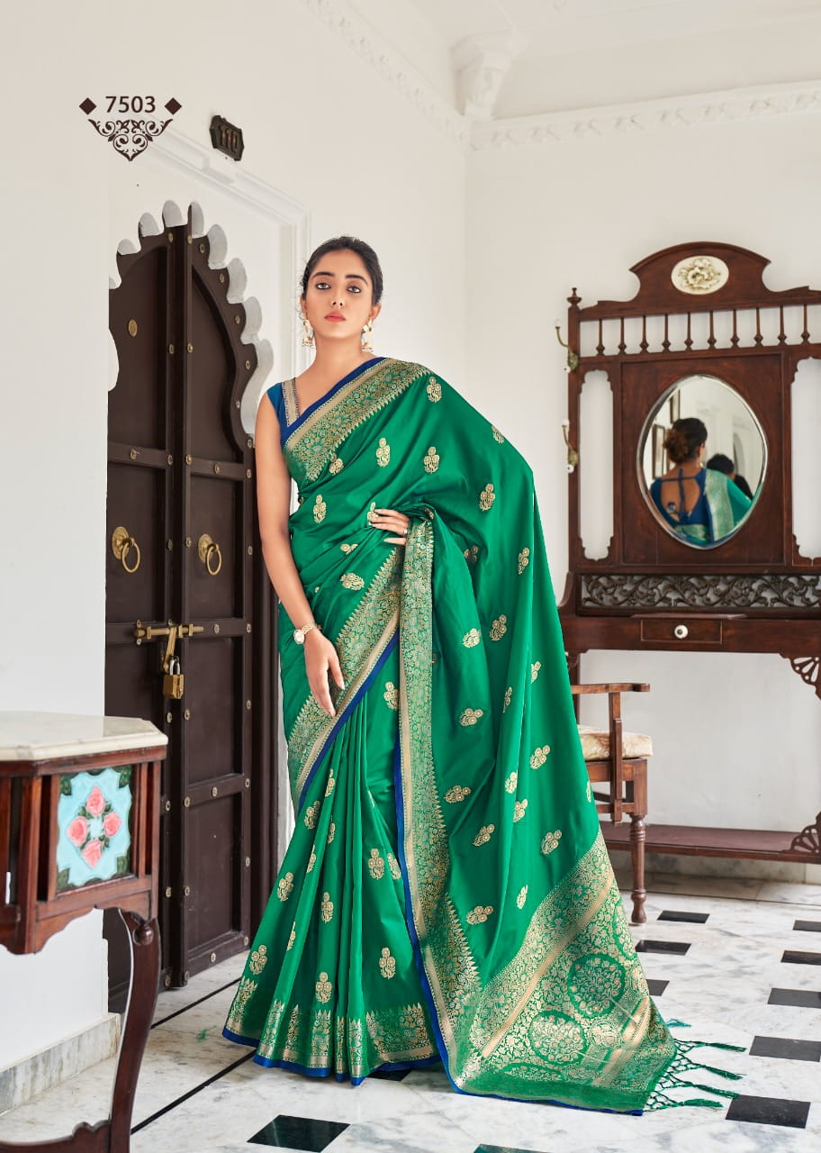 Banarasi Silk Weaving Saree With Contrast Blouse