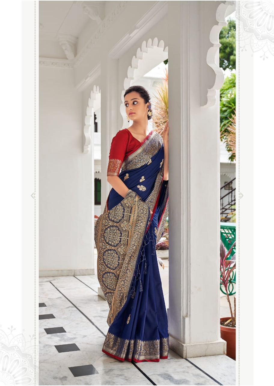 Banarasi Silk Weaving Saree With Contrast Blouse