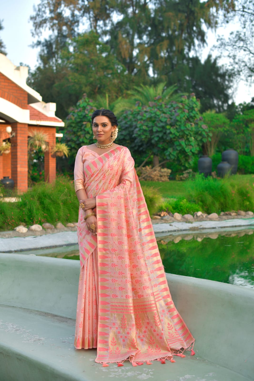 Pure Tussar Silk Jamdani Weaving Saree