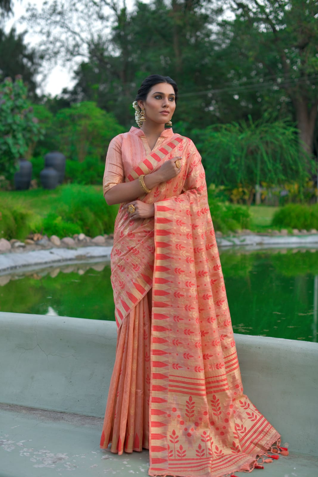 Pure Tussar Silk Jamdani Weaving Saree
