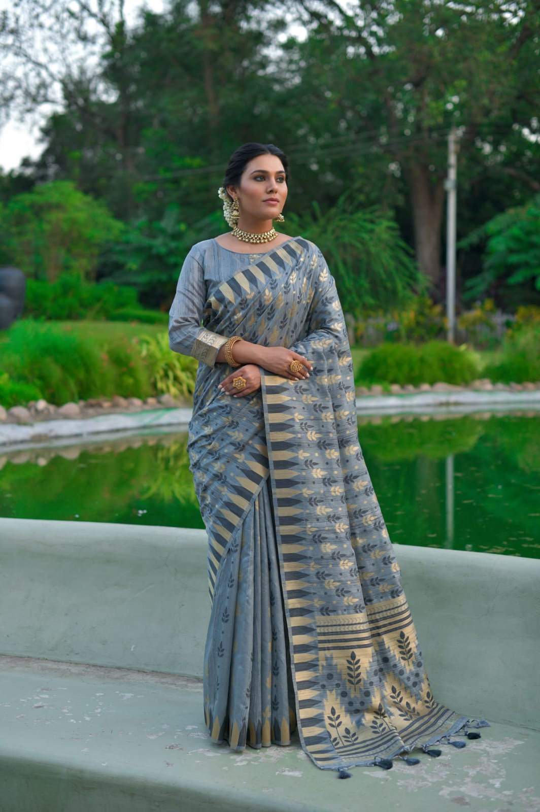 Pure Tussar Silk Jamdani Weaving Saree