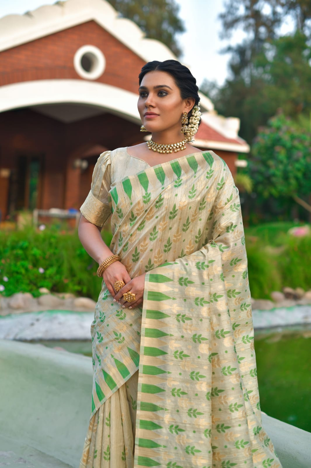Pure Tussar Silk Jamdani Weaving Saree