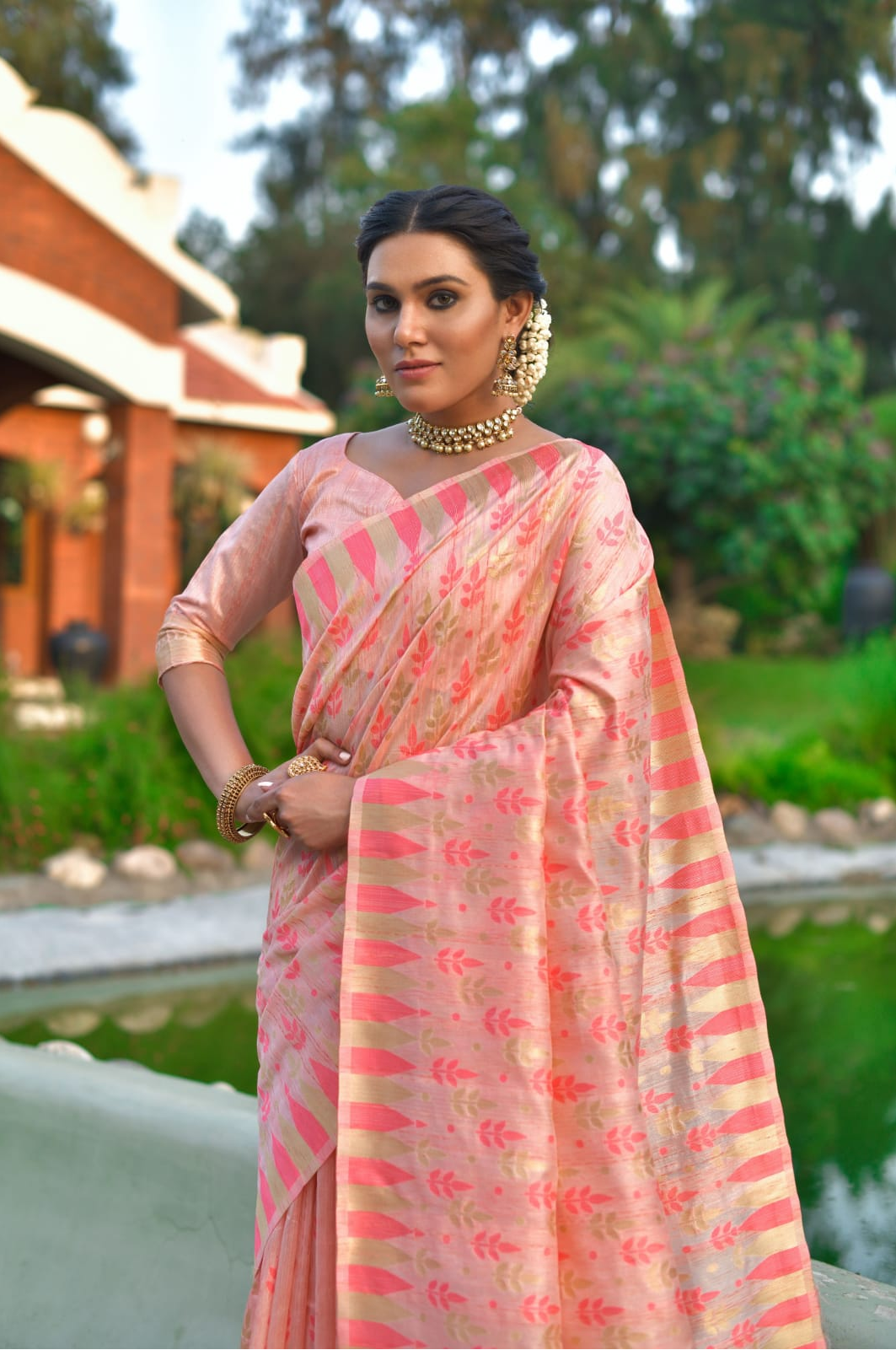 Pure Tussar Silk Jamdani Weaving Saree
