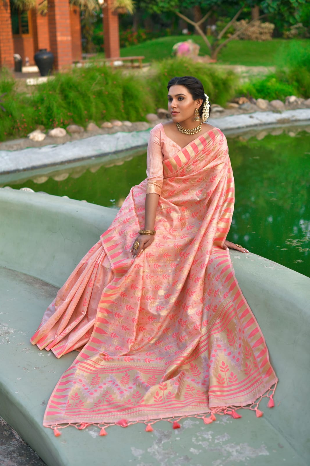 Pure Tussar Silk Jamdani Weaving Saree